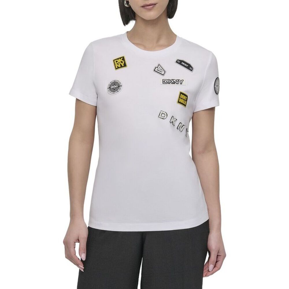 Dkny Womens  Pins N Patches Top, White